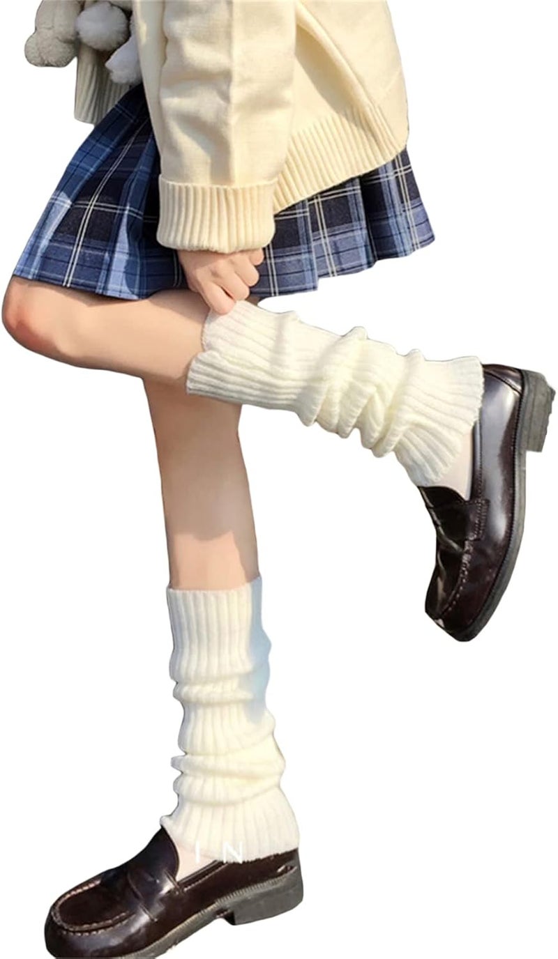 Fernvia Womens Lolita Knit Long Socks Leg Warmers Harajuku Japanese Kawaii Boot Socks Winter Ankle Heap Sock - Image 1